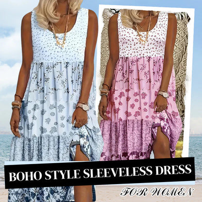 Women’s Tiered Print Sleeveless Maxi Dress