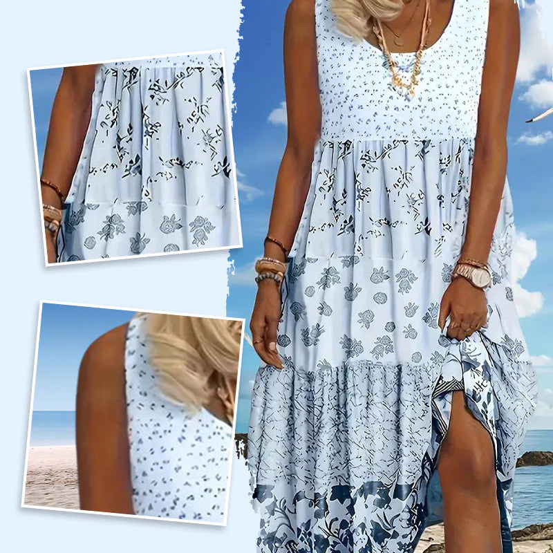 Women’s Tiered Print Sleeveless Maxi Dress