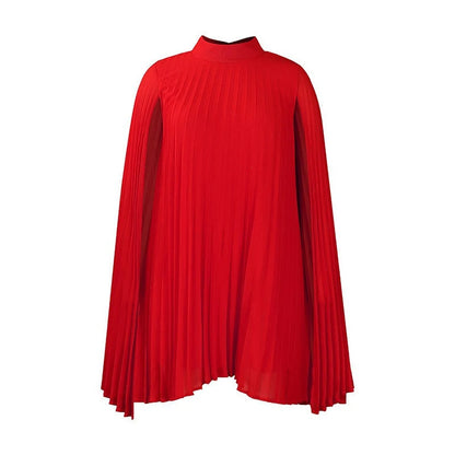 Women's Pleated Cape Sleeve Shift Dress