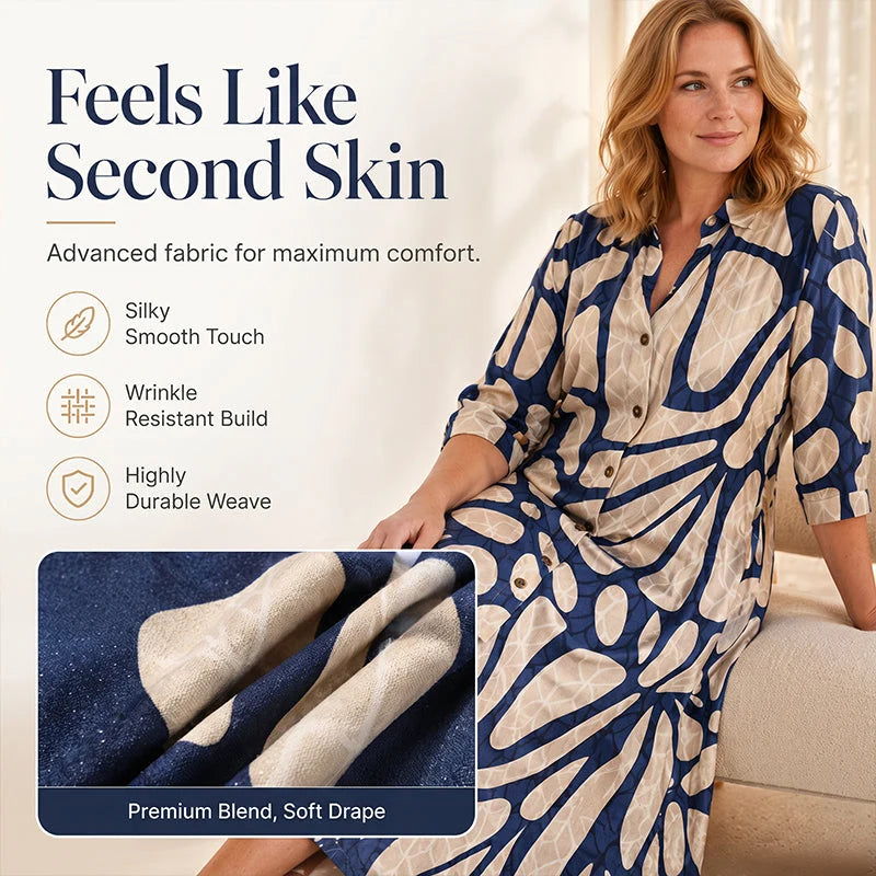 Women’s Geometric Print Button-Through Maxi Dress