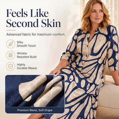 Women’s Geometric Print Button-Through Maxi Dress