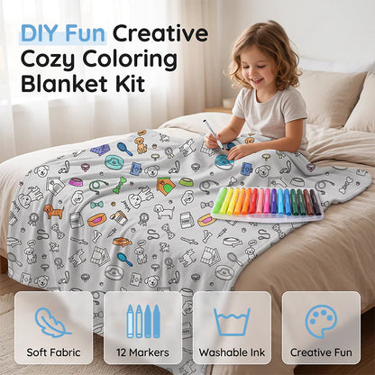 Children’s Washable Colouring Blanket Kit