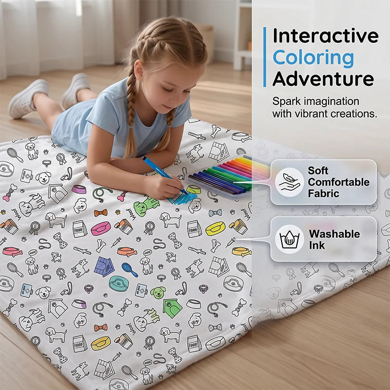 Children’s Washable Colouring Blanket Kit