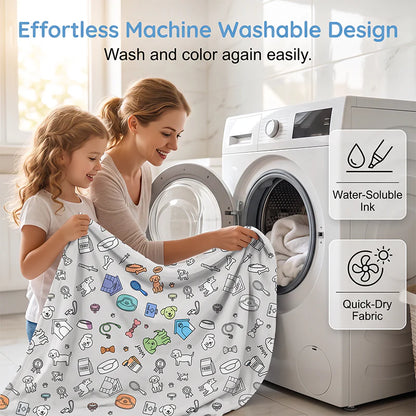 Children’s Washable Colouring Blanket Kit