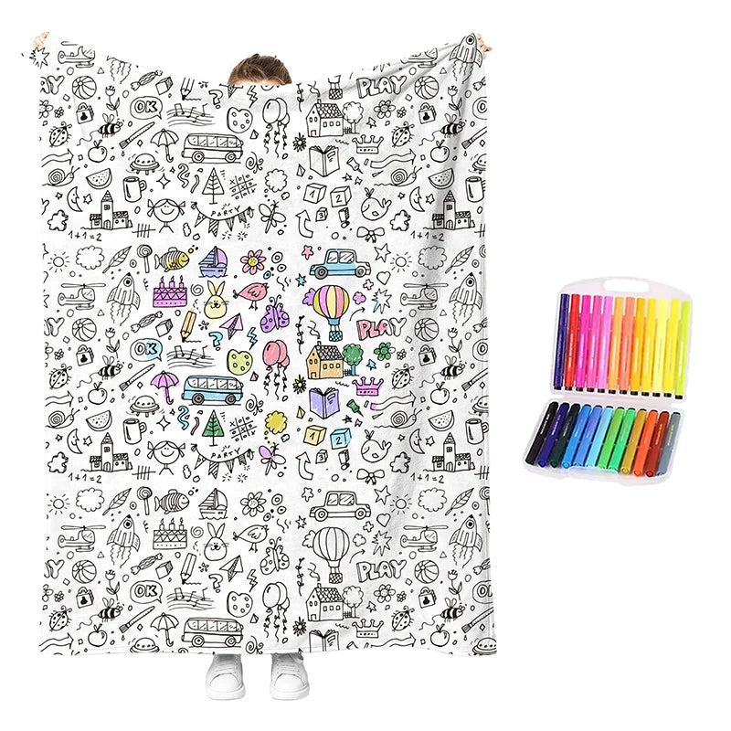 Children’s Washable Colouring Blanket Kit
