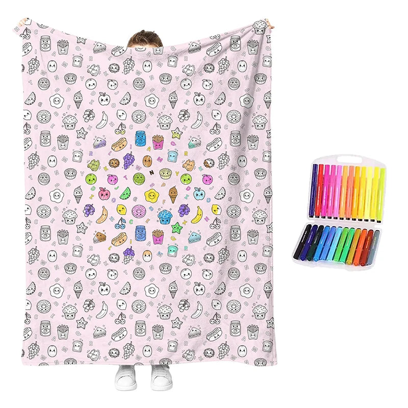 Children’s Washable Colouring Blanket Kit