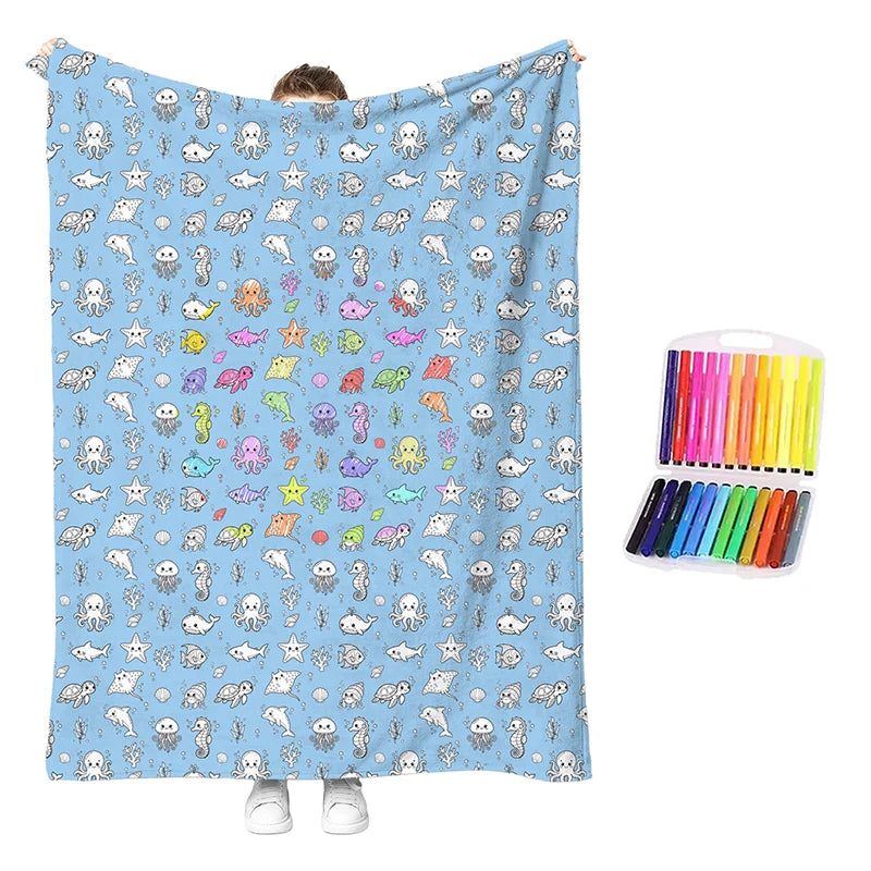 Children’s Washable Colouring Blanket Kit
