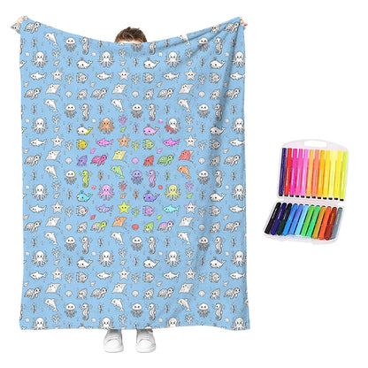 Children’s Washable Colouring Blanket Kit