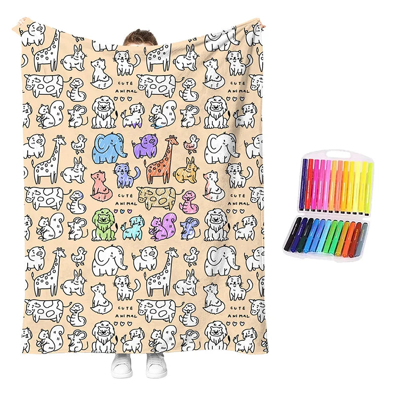 Children’s Washable Colouring Blanket Kit