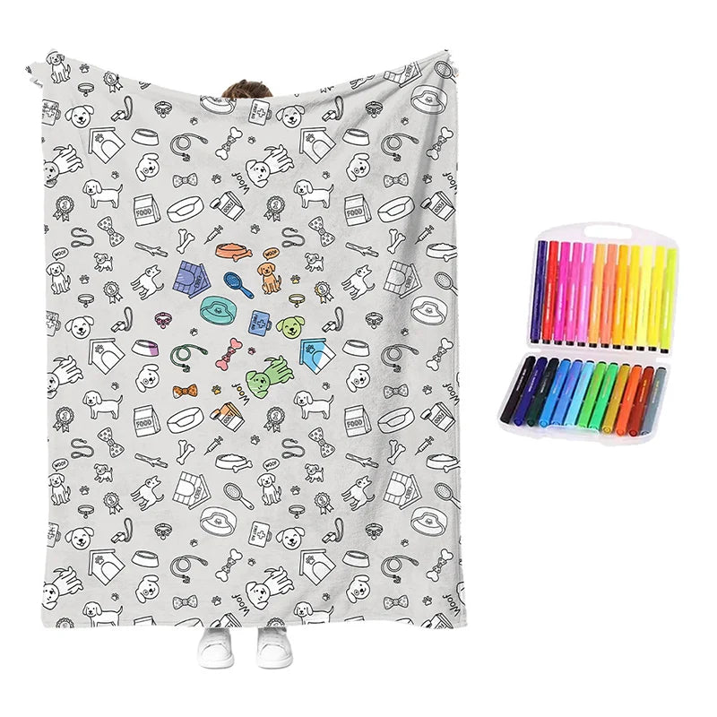 Children’s Washable Colouring Blanket Kit