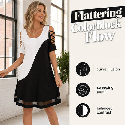 Women’s Colour-Block Cold-Shoulder Dress