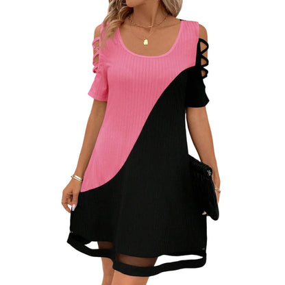 Women’s Colour-Block Cold-Shoulder Dress