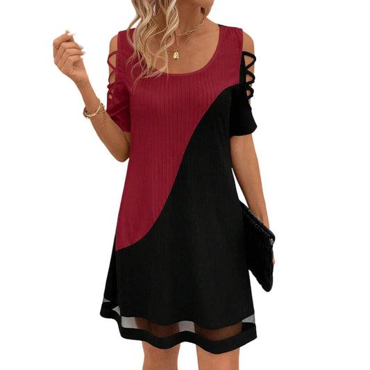 Women’s Colour-Block Cold-Shoulder Dress