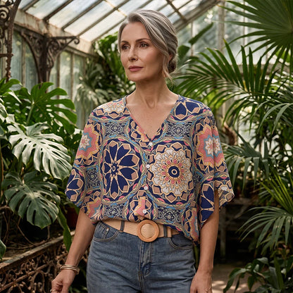 Women’s Bohemian Print Batwing Blouse