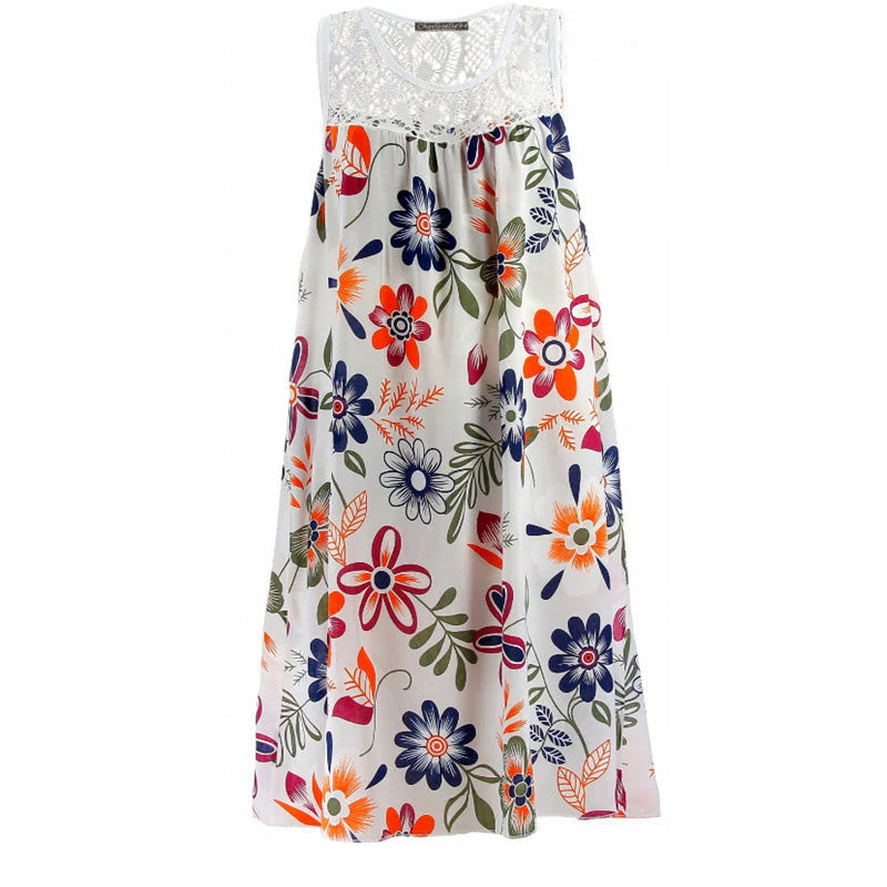 Women’s Floral Crochet-Yoke Sleeveless Dress
