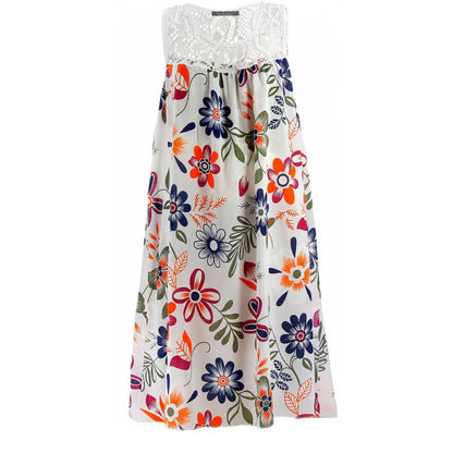 Women’s Floral Crochet-Yoke Sleeveless Dress