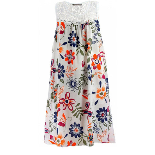 Women’s Floral Crochet-Yoke Sleeveless Dress