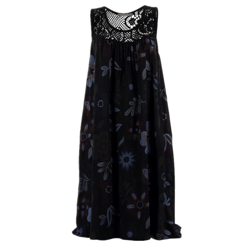 Women’s Floral Crochet-Yoke Sleeveless Dress
