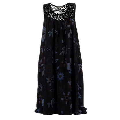Women’s Floral Crochet-Yoke Sleeveless Dress