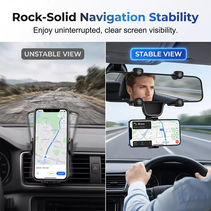 Adjustable Rear-View Mirror Phone Holder