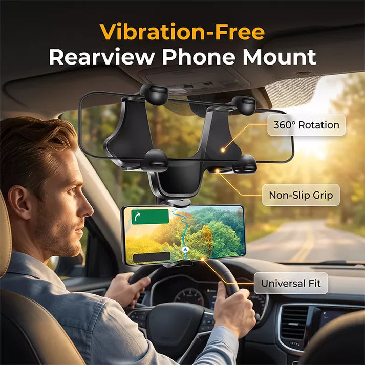 Adjustable Rear-View Mirror Phone Holder
