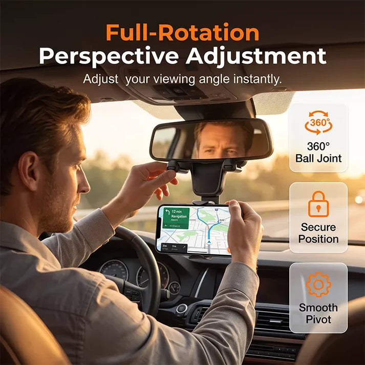 Adjustable Rear-View Mirror Phone Holder