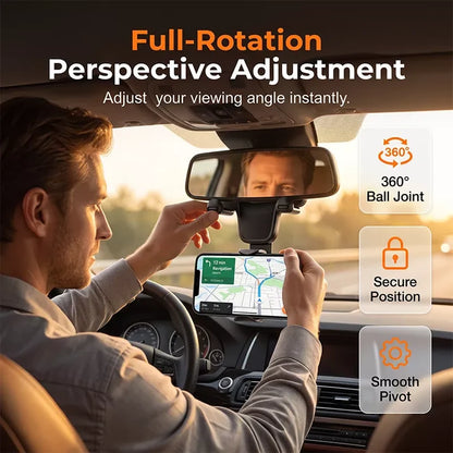 Adjustable Rear-View Mirror Phone Holder