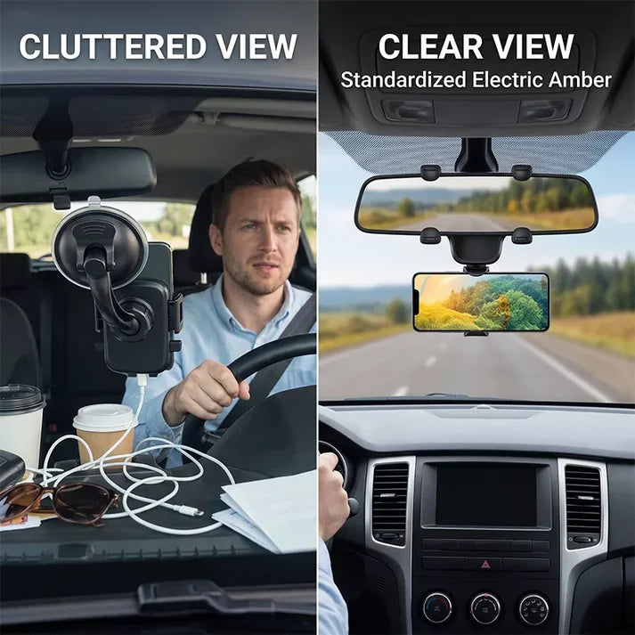 Adjustable Rear-View Mirror Phone Holder