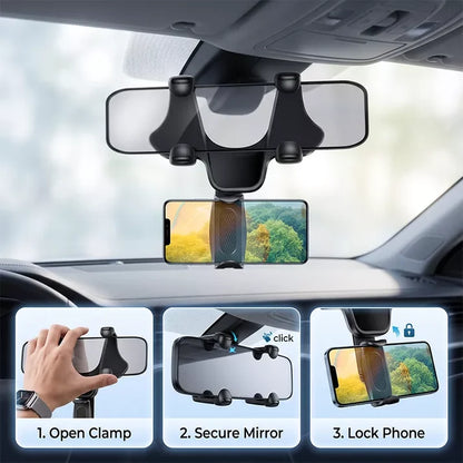 Adjustable Rear-View Mirror Phone Holder