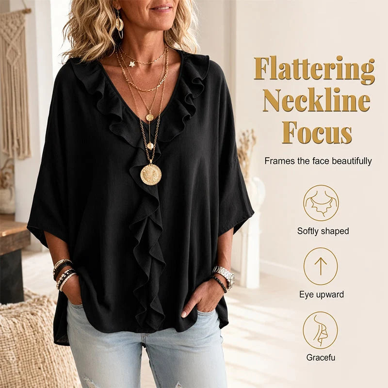 Women’s Ruffle-Trim V-Neck Blouse