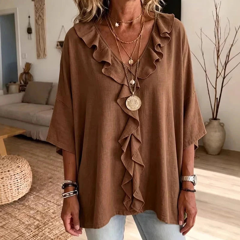 Women’s Ruffle-Trim V-Neck Blouse