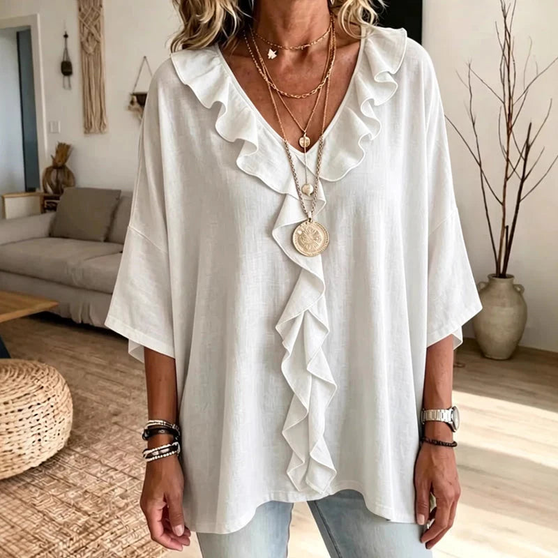 Women’s Ruffle-Trim V-Neck Blouse