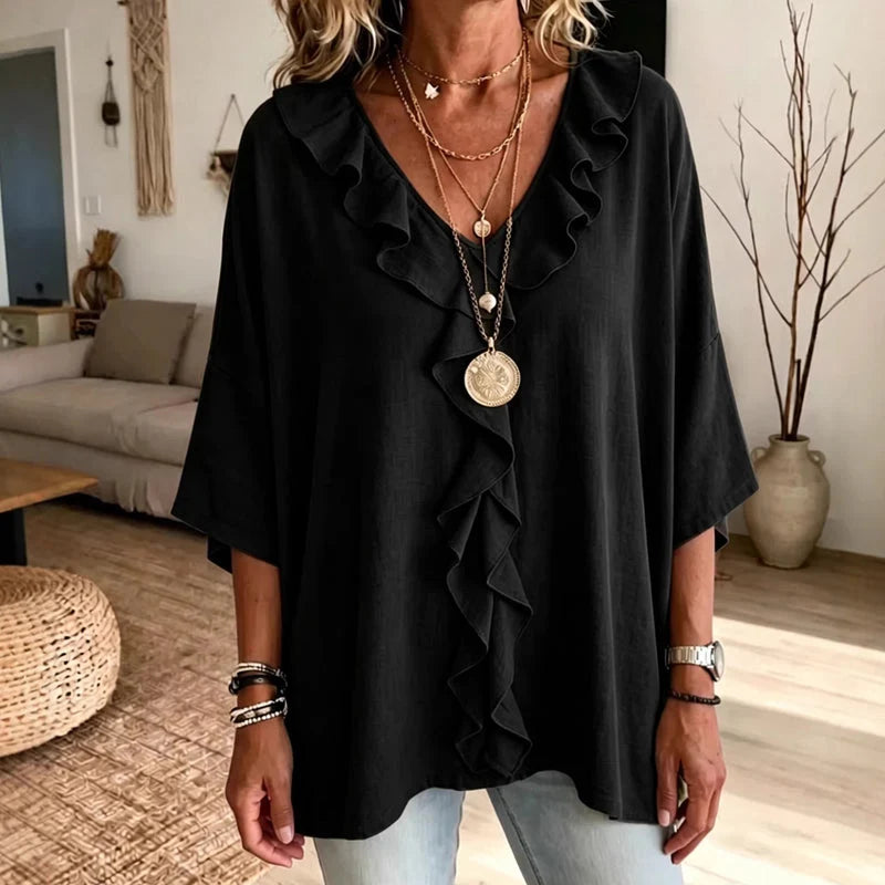 Women’s Ruffle-Trim V-Neck Blouse