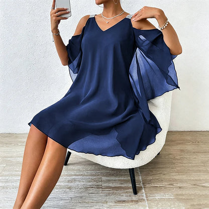 Women’s Cold-Shoulder V-Neck Dress