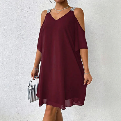 Women’s Cold-Shoulder V-Neck Dress