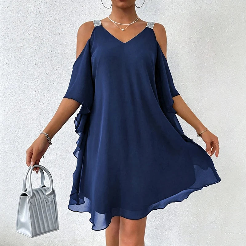 Women’s Cold-Shoulder V-Neck Dress