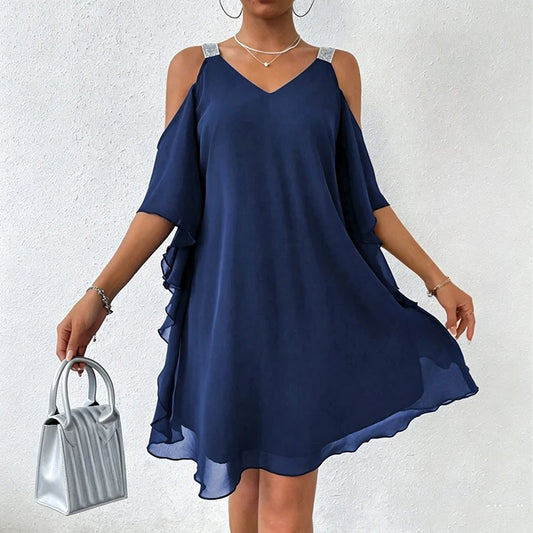 Women’s Cold-Shoulder V-Neck Dress