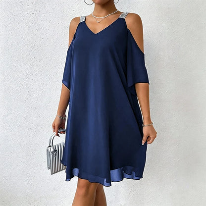 Women’s Cold-Shoulder V-Neck Dress