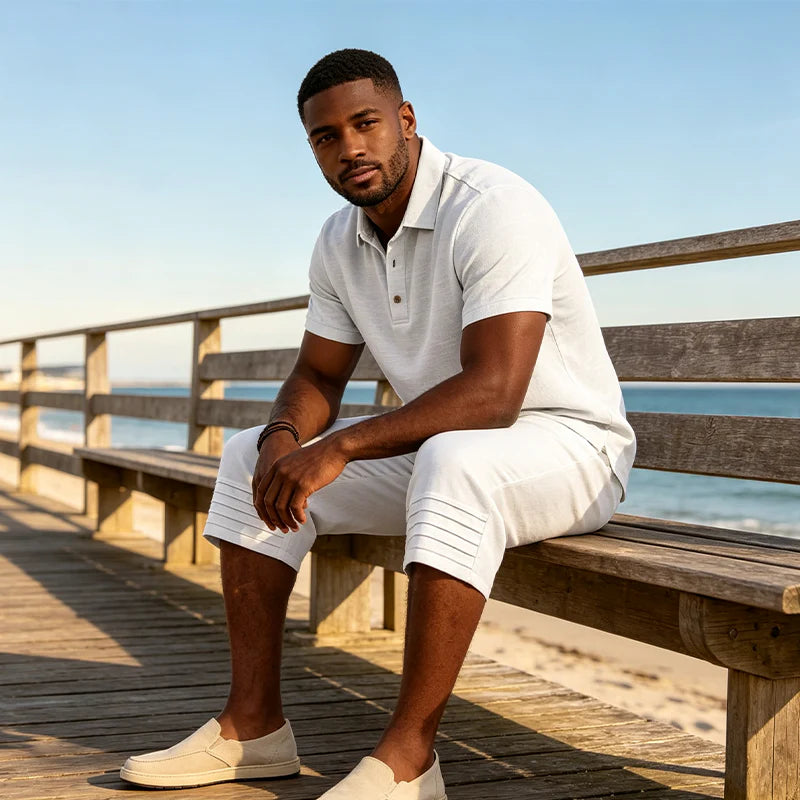 Men’s Summer Polo and Cropped Trousers Set