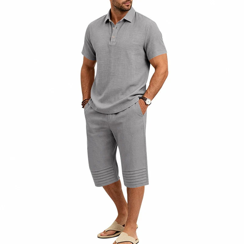 Men’s Summer Polo and Cropped Trousers Set