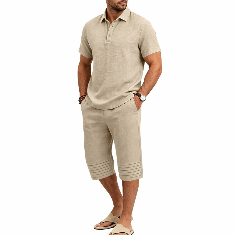 Men’s Summer Polo and Cropped Trousers Set