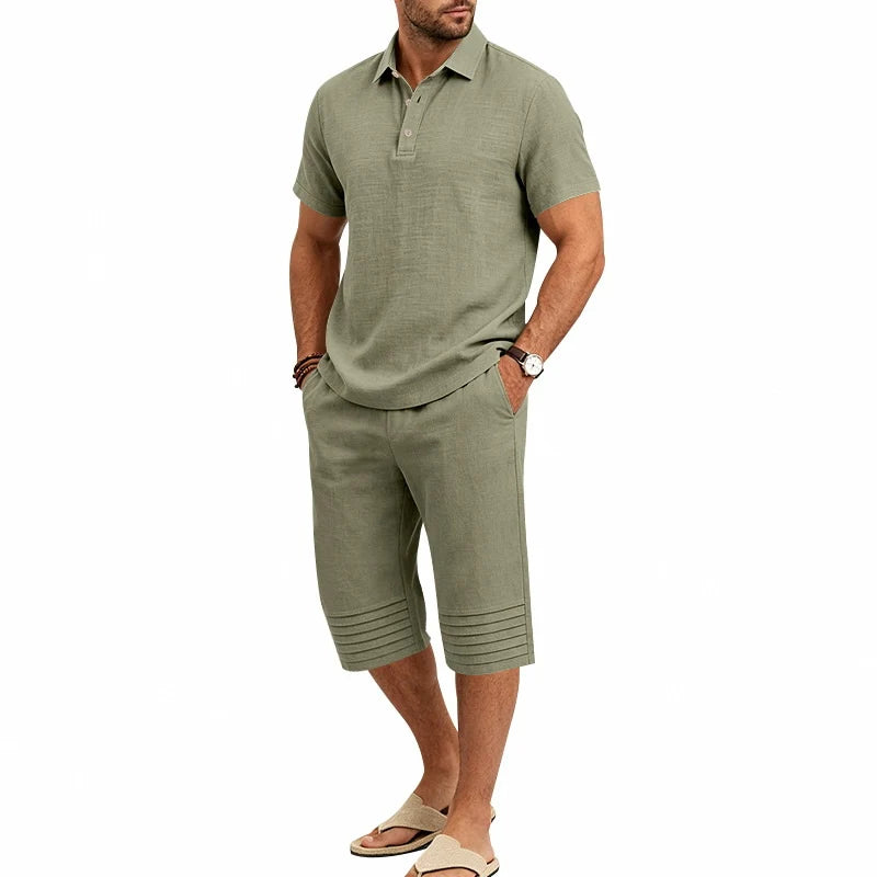 Men’s Summer Polo and Cropped Trousers Set