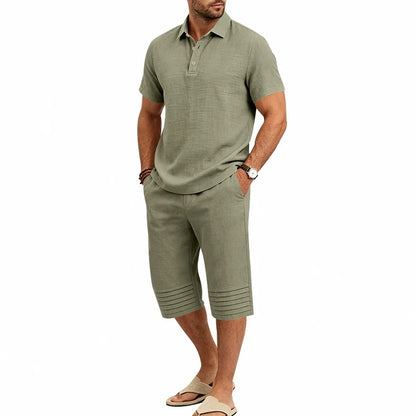 Men’s Summer Polo and Cropped Trousers Set