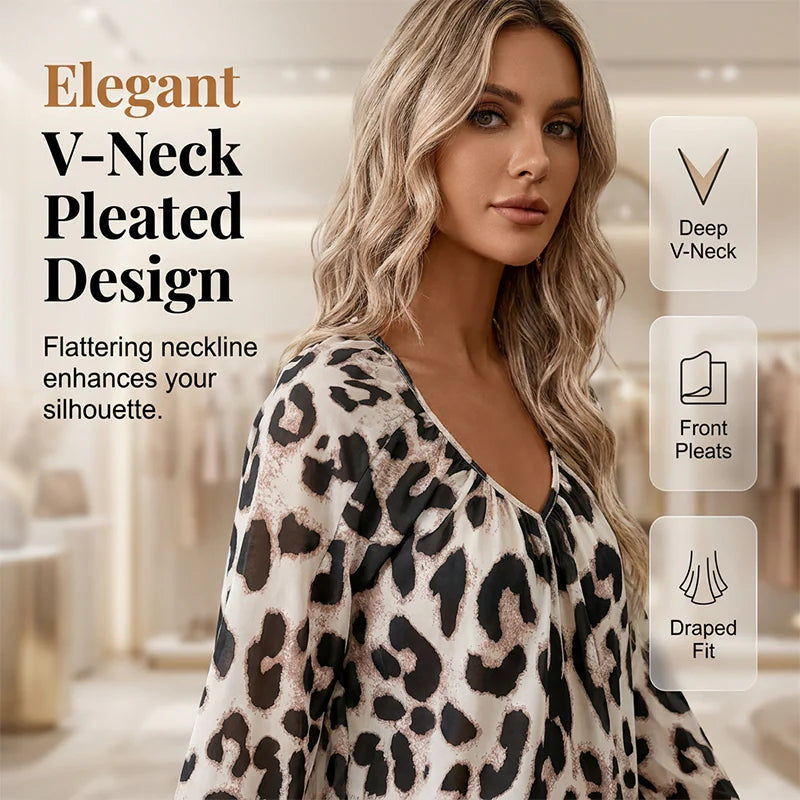 Women’s Leopard Print V-Neck Blouse