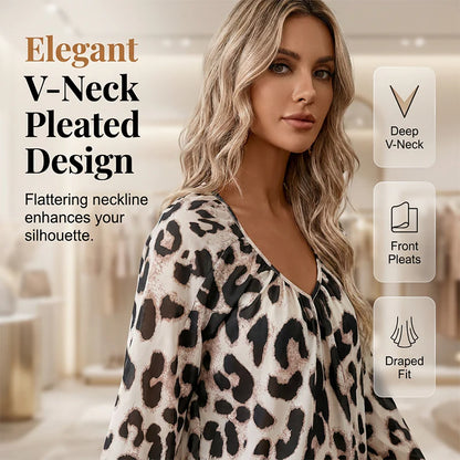 Women’s Leopard Print V-Neck Blouse