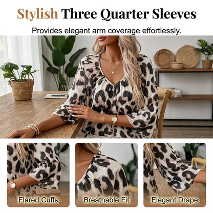 Women’s Leopard Print V-Neck Blouse