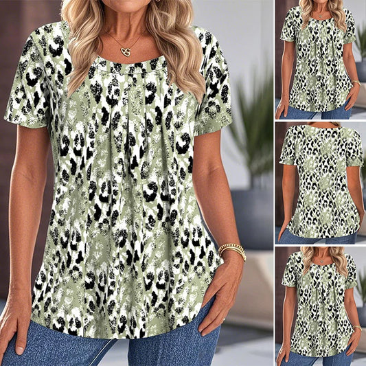 Women’s Abstract Print Pleat-Front Top