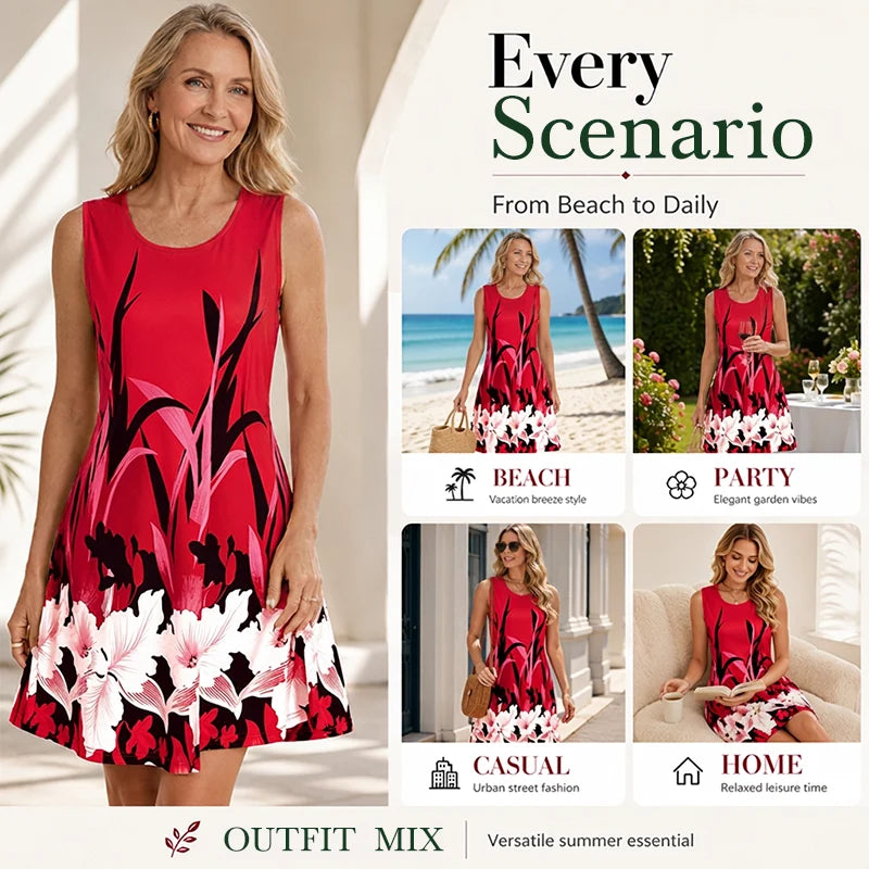 Women’s Sleeveless Cotton Floral Dress