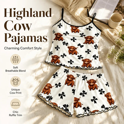 Women’s Highland Cow Print Cami Pyjama Set
