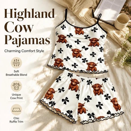 Women’s Highland Cow Print Cami Pyjama Set